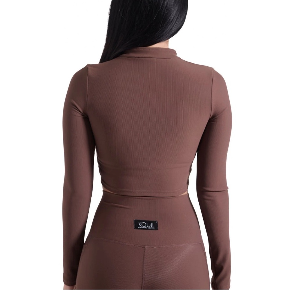 NWT Kouii Ribbed Mock Collar Fitted Cropped Bodysuit - Picture 3 of 3